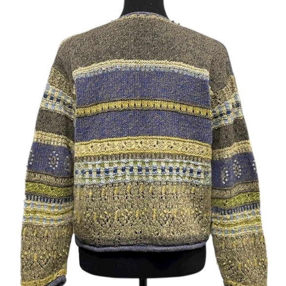 Sigrid Olsen Vintage 90s Hand Knit Cardigan Size L Button Front Beaded Sweater - Picture 9 of 12
